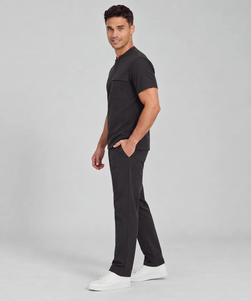 Front Desk Collar Top in Black - side