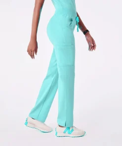 Daily Drawstring Pant Caribbean Teal — drawstring waistband detail