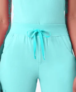 Daily Drawstring Pant Caribbean Teal — fabric close-up