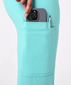 Daily Drawstring Pant Caribbean Teal — hem detail