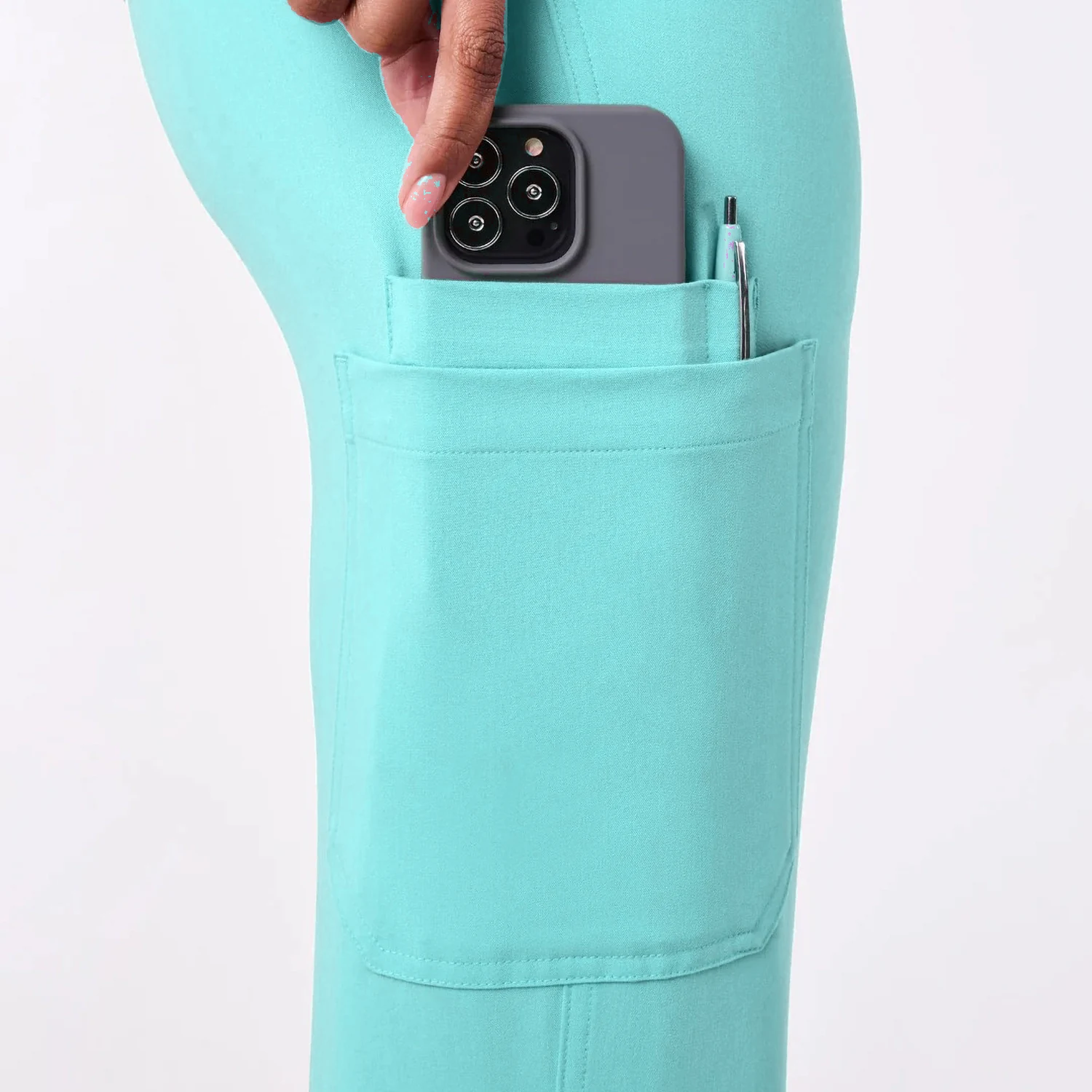 Daily Drawstring Pant Caribbean Teal — hem detail