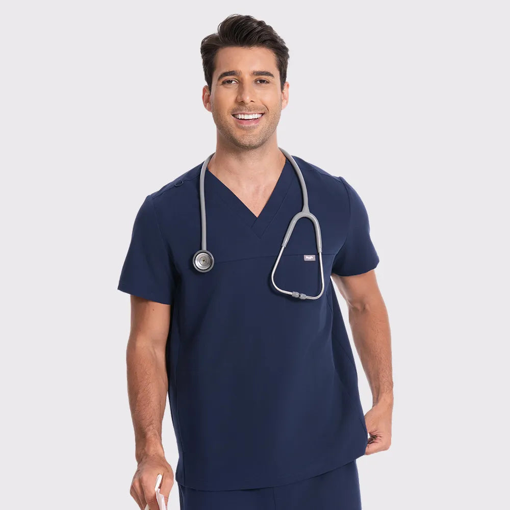 Slim V-Neck Top — Full outfit shown; pants sold separately.