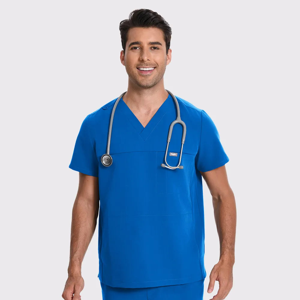 Slim V-Neck Top — Full outfit shown; pants sold separately.
