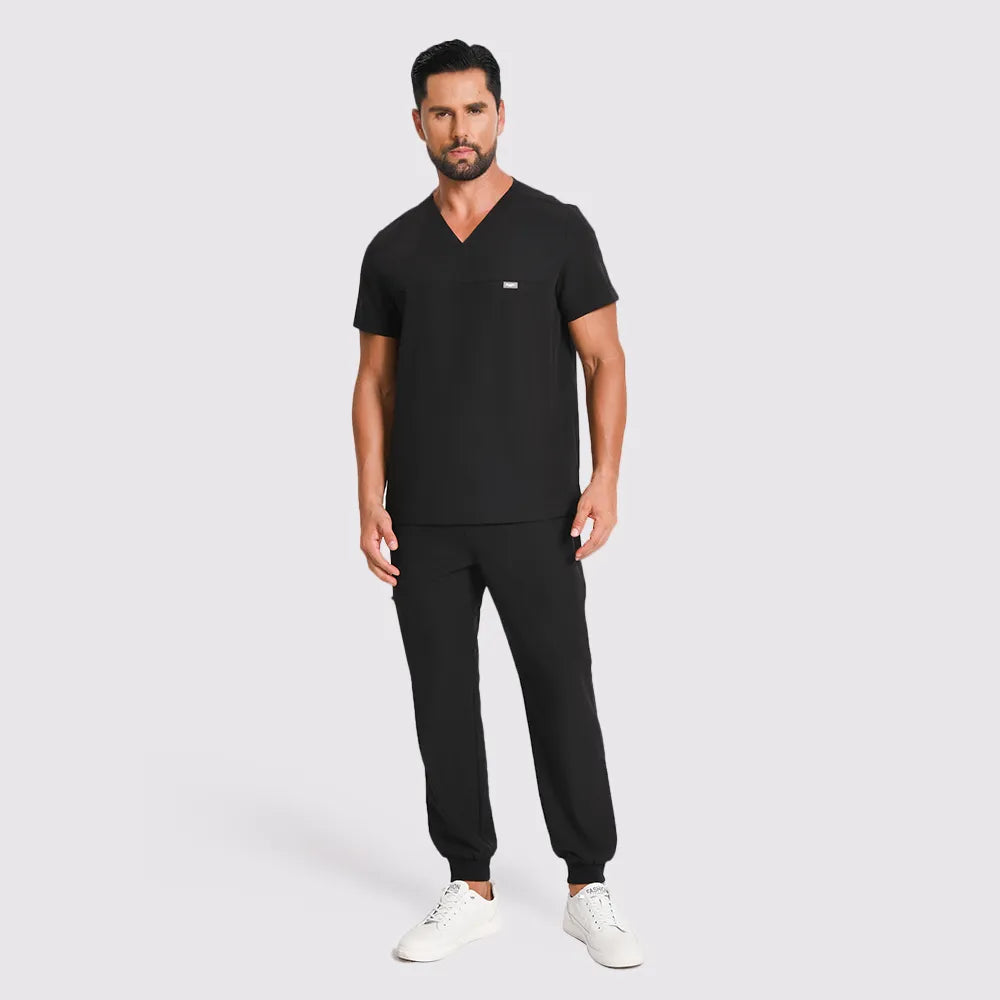 Slim V-Neck Top — Full outfit shown; pants sold separately.