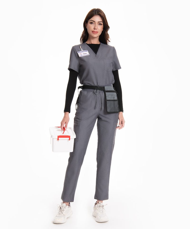 Women's Quick-Dry Long-Sleeve Underscrub — black, layered under a scrub top