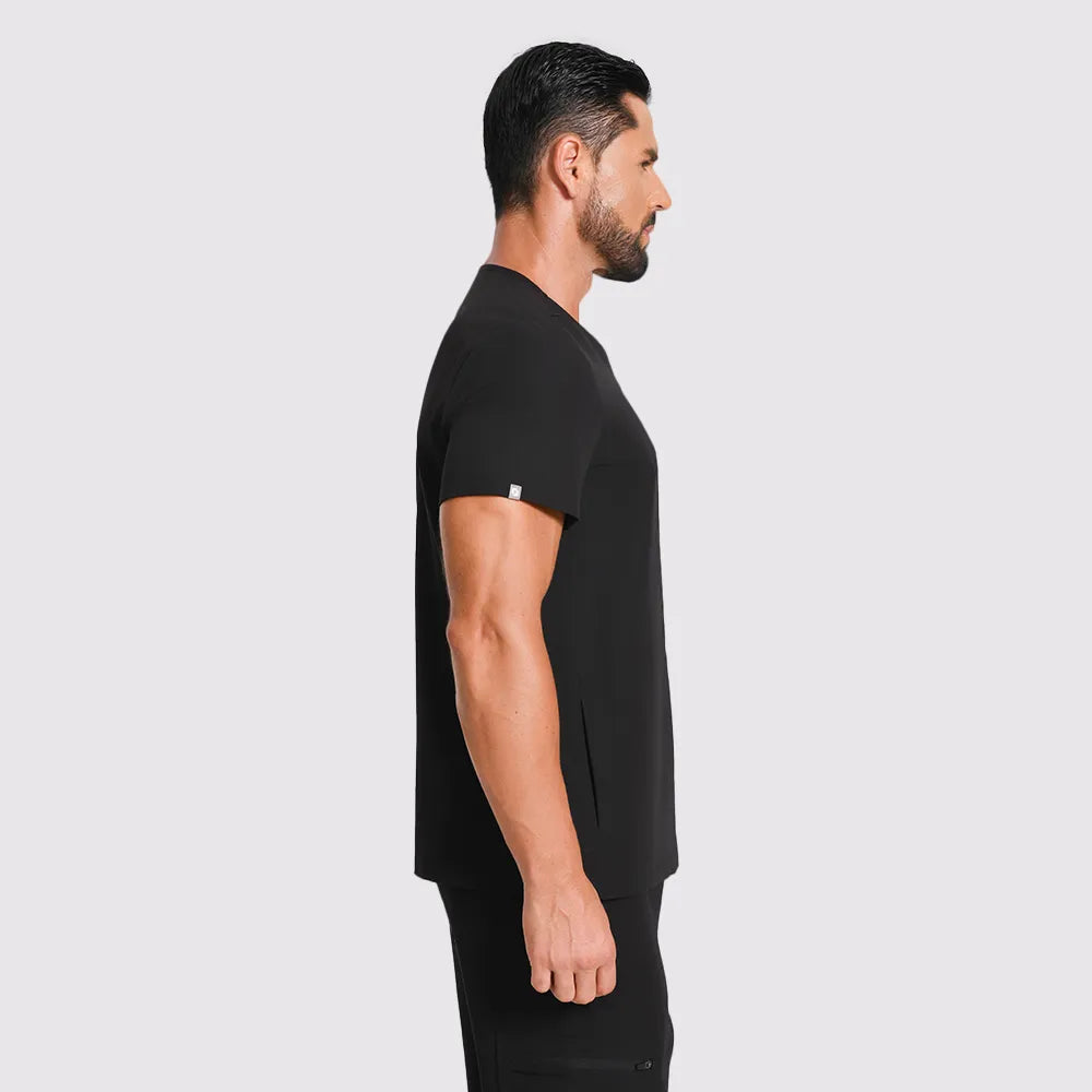 Slim V-Neck Top — Full outfit shown; pants sold separately.