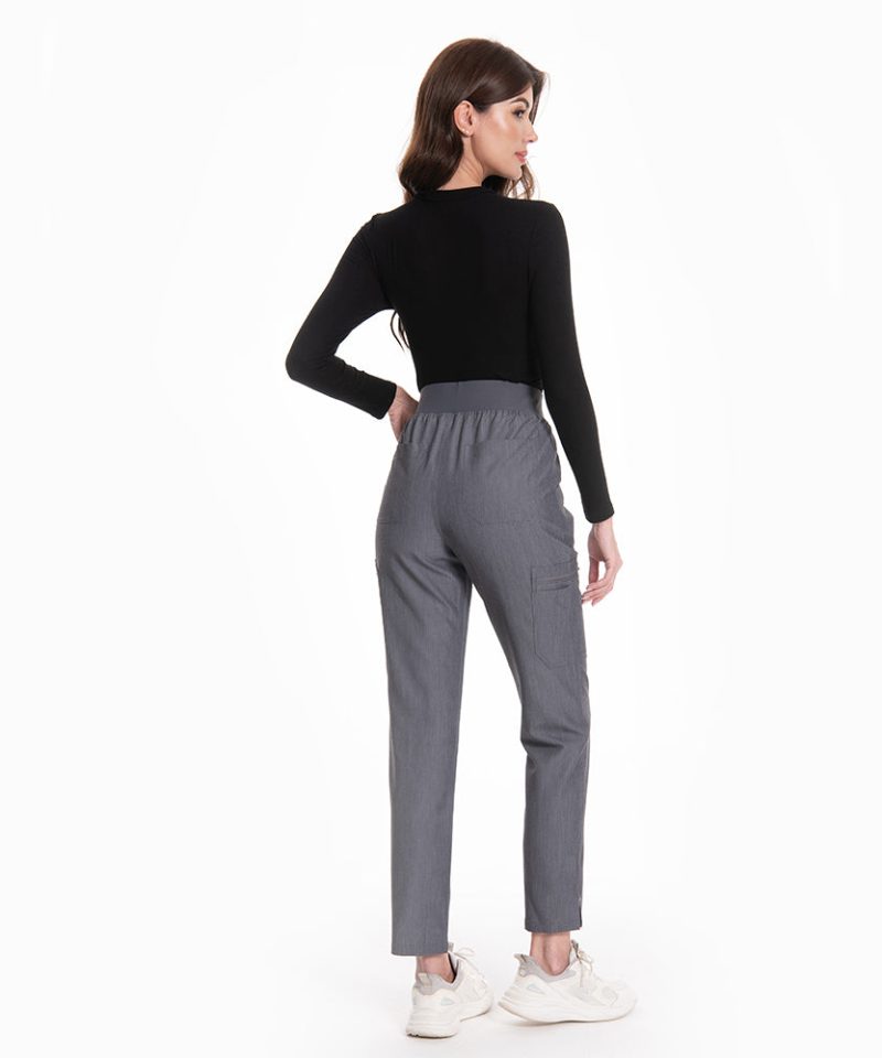 Women's Quick-Dry Long-Sleeve Underscrub — black, back fit view