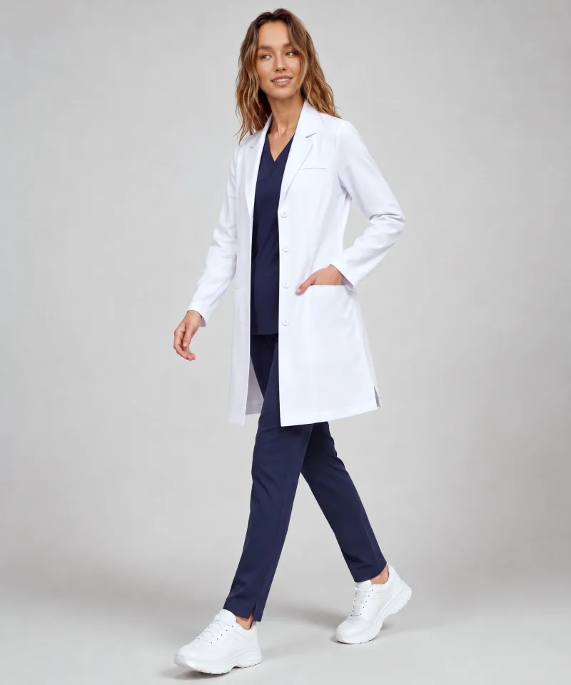 Stretch Lab Coat in White - motion