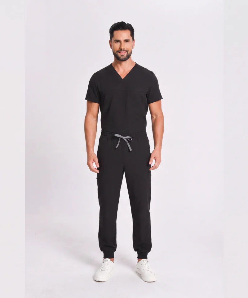Lumi Motion Mens — Black, V-neck top and jogger pants