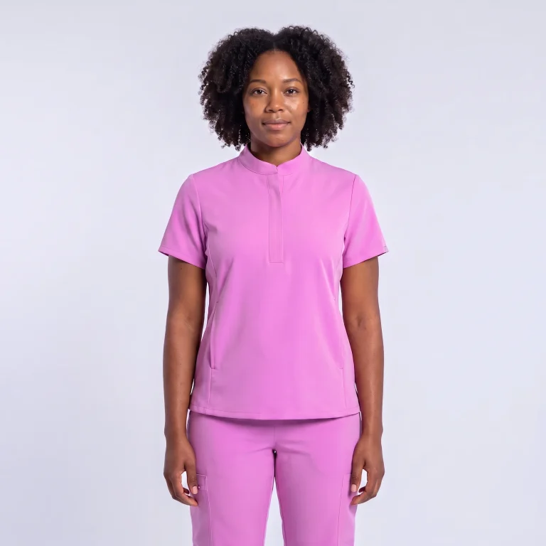Dental hygienist in a Lumi scrub top