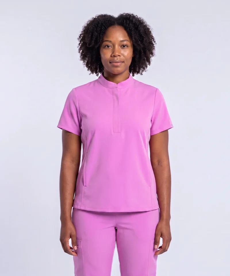 Chairside Zip Top — Full outfit shown; pants sold separately.