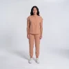 Lumi Motion Scrub Set Women's — Caramel, mandarin-collar top and jogger pants