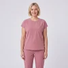 Soft Crew Top — Mauve, round neckline with chest pocket