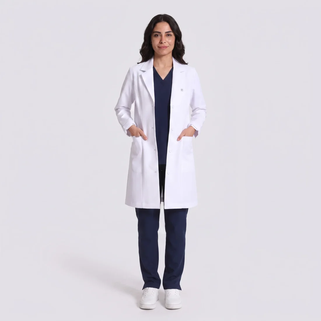 Tailored Stretch Lab Coat Women's — White