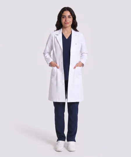 Tailored Stretch Lab Coat Women's — White
