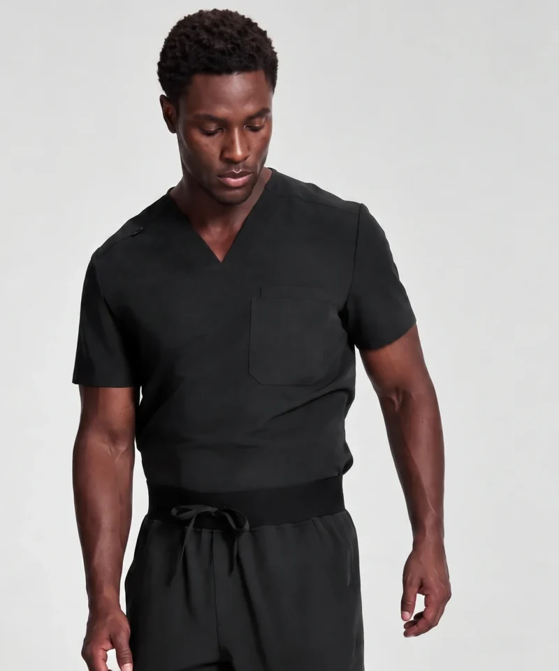 Classic V-Neck Top — Full outfit shown; pants sold separately.