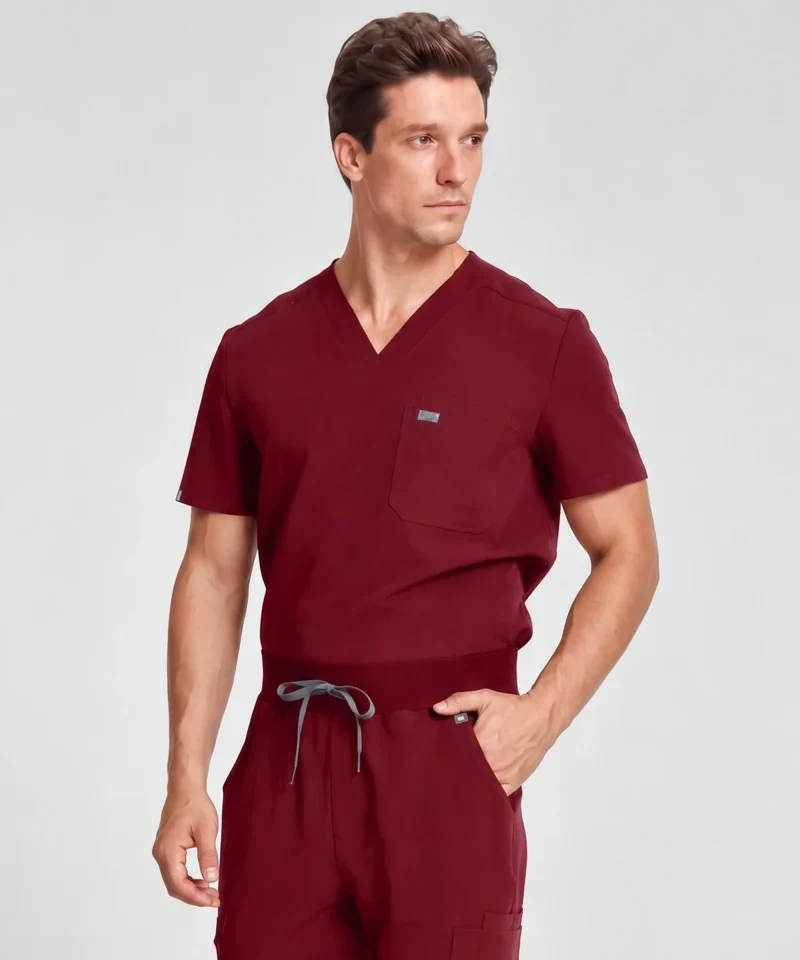 Classic V-Neck Top — Full outfit shown; pants sold separately.