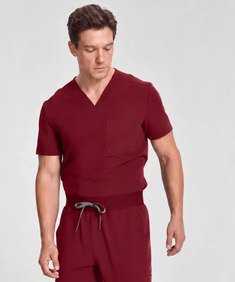 Classic V-Neck Top — Full outfit shown; pants sold separately.