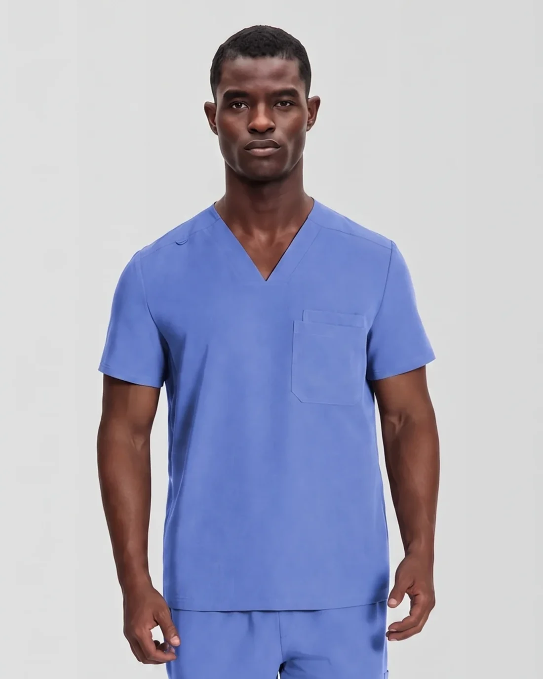Mens Classic V-Neck Top in Ceil Blue - front