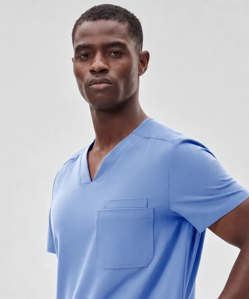 Classic V-Neck Top — Full outfit shown; pants sold separately.