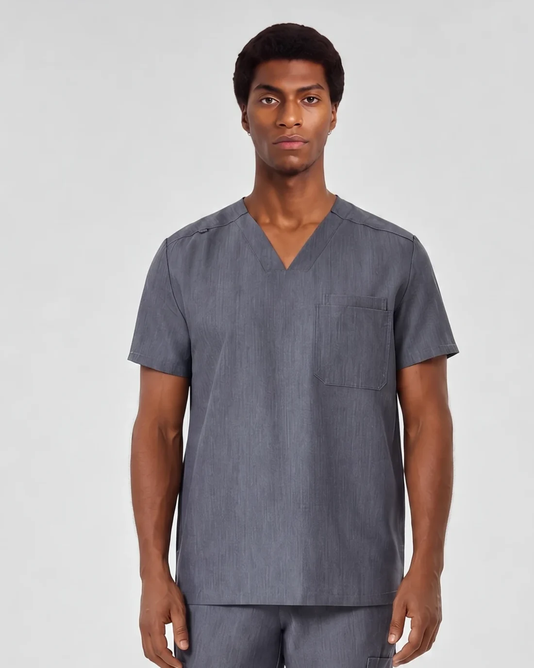 Mens Classic V-Neck Top in Graphite - front