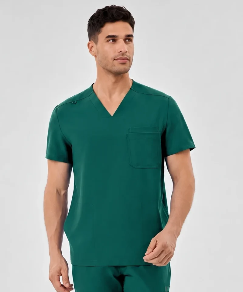 Classic V-Neck Top — Full outfit shown; pants sold separately.