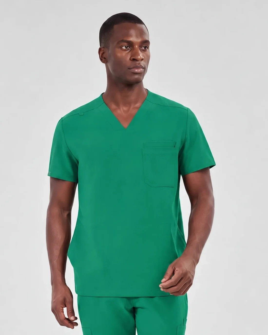 Mens Classic V-Neck Top in Emerald Green - front