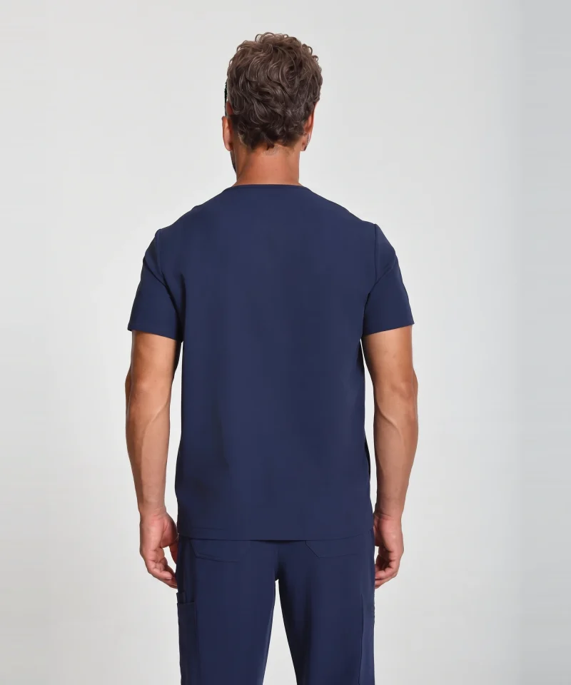 Mens Classic V-Neck Top in Navy - back