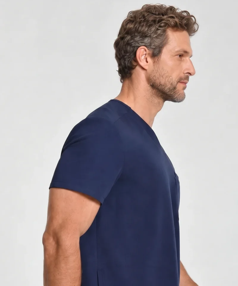 Mens Classic V-Neck Top in Navy - side