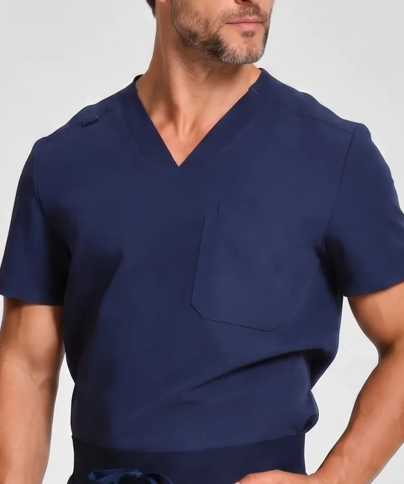 Mens Classic V-Neck Top in Navy - detail