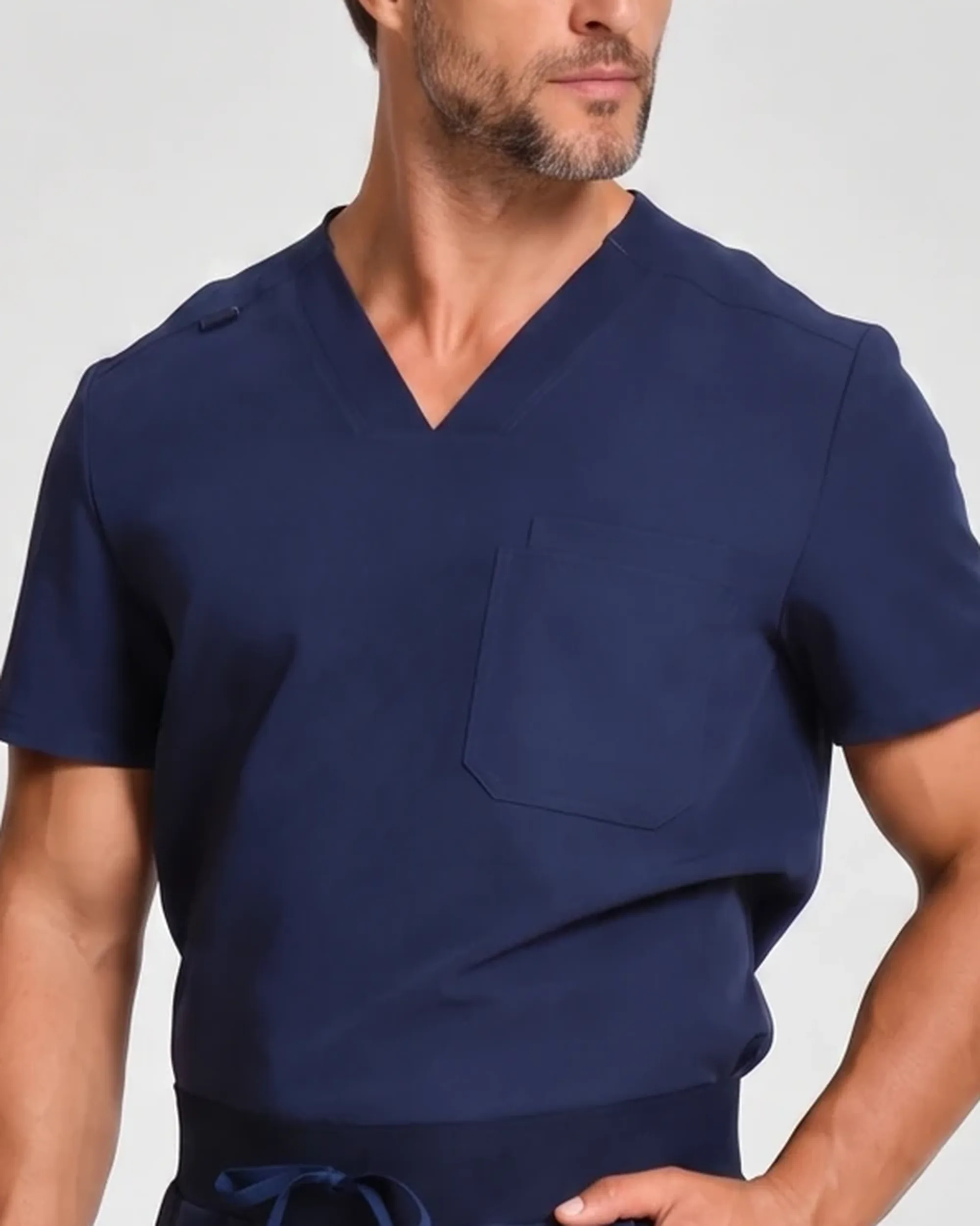 Classic V-Neck Top — Full outfit shown; pants sold separately.