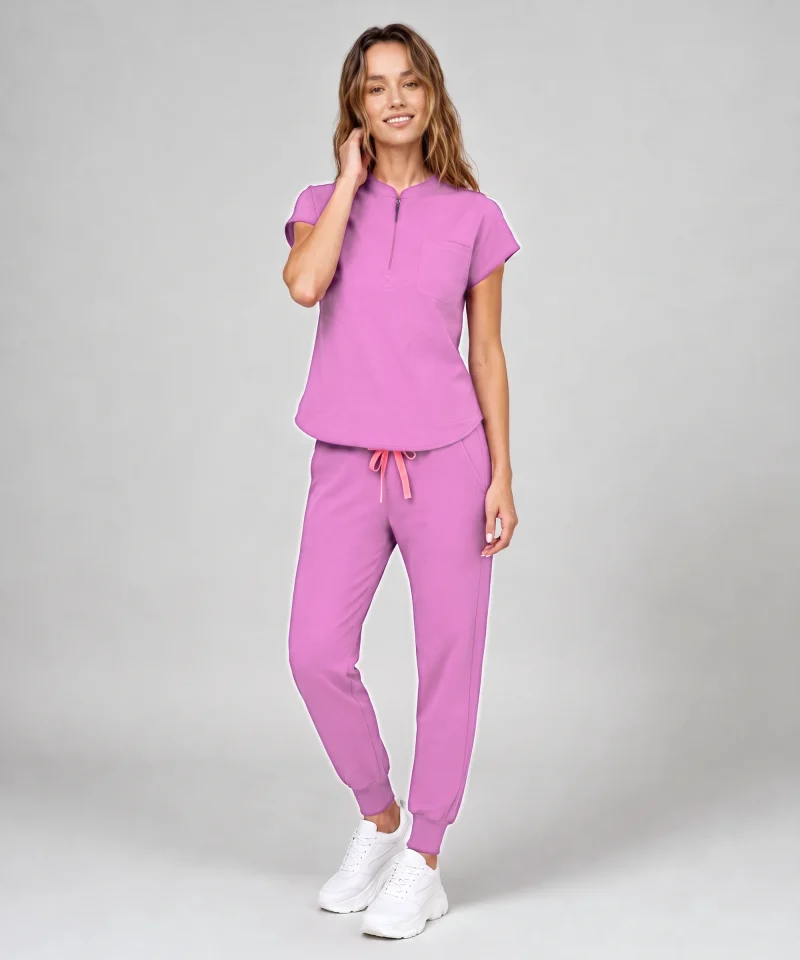 Chairside Zip Top — Full outfit shown; pants sold separately.