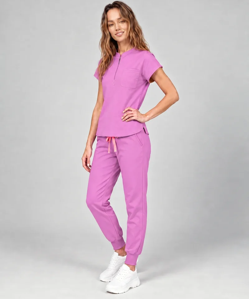 Womens Chairside Zip Top in Orchid - threequarter