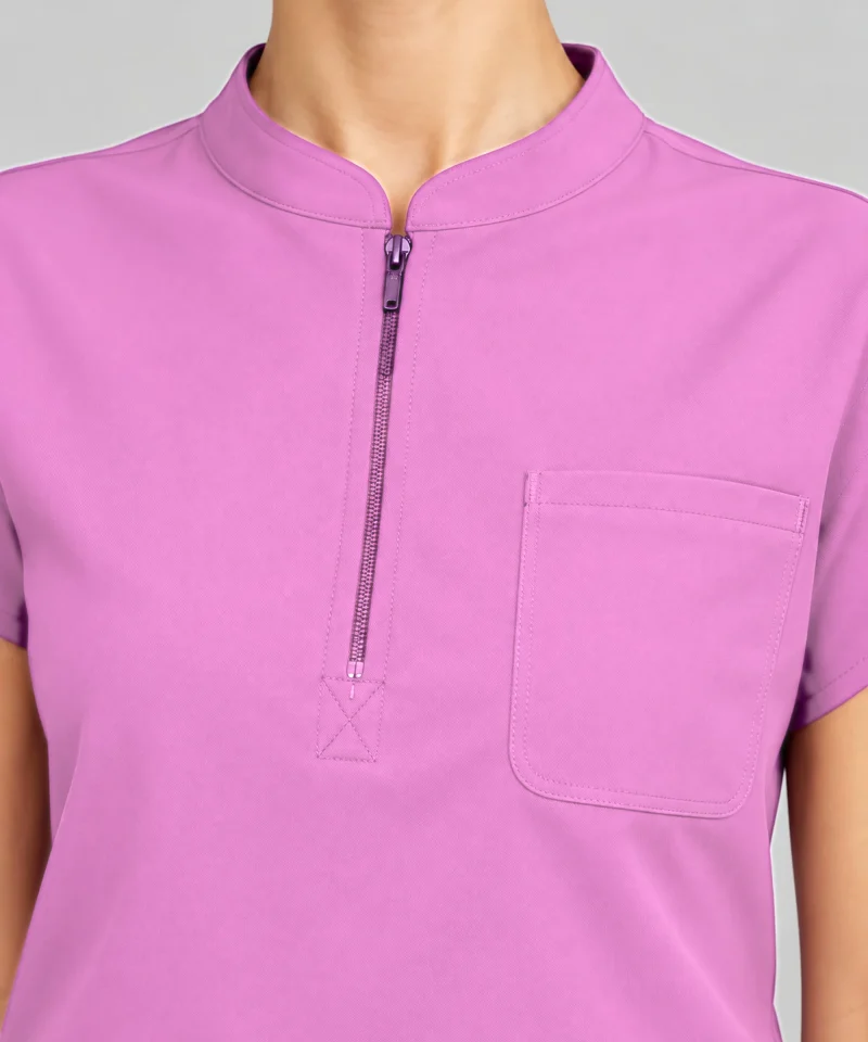 Womens Chairside Zip Top in Orchid - pocket