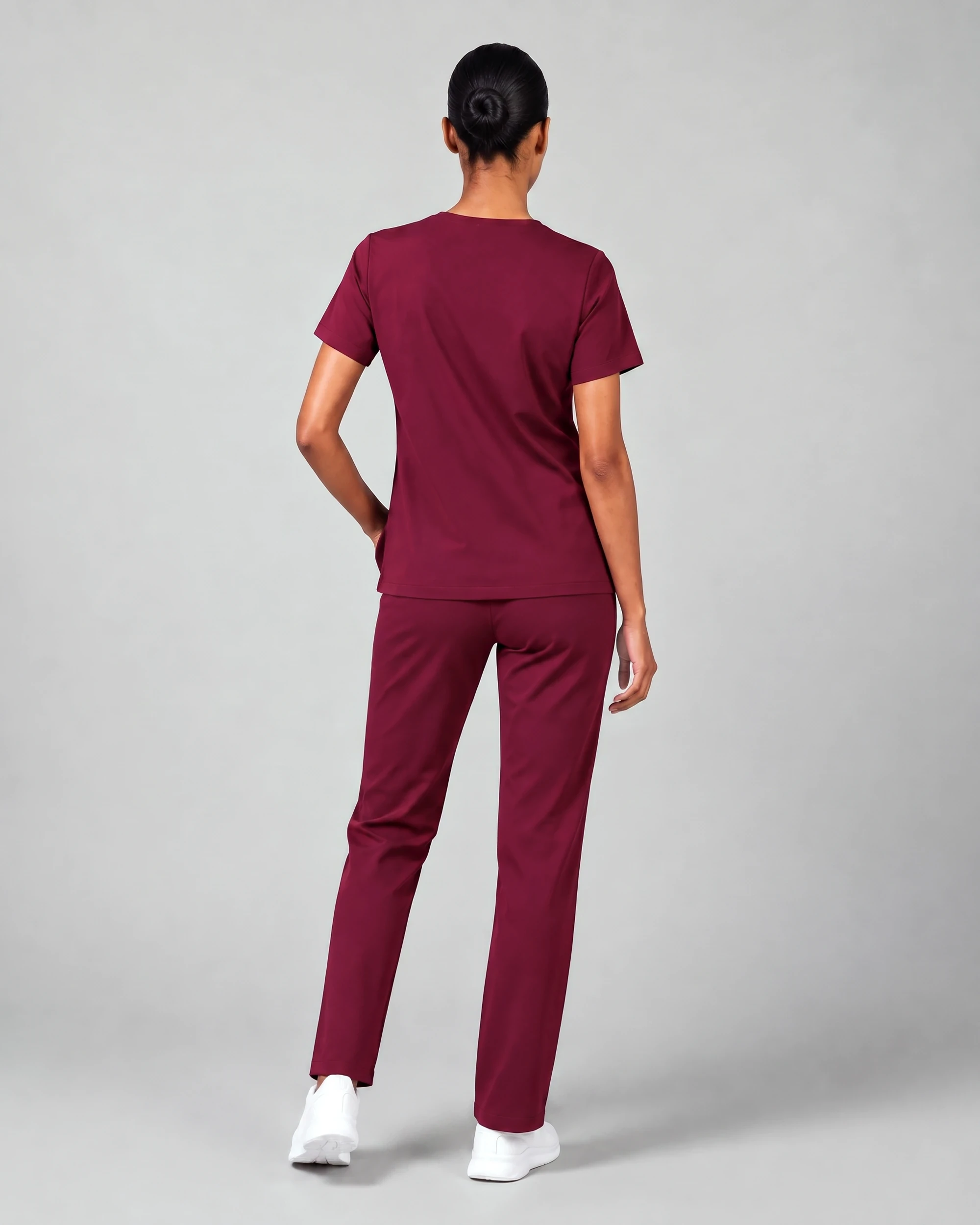 Classic V-Neck Top — Full outfit shown; pants sold separately.