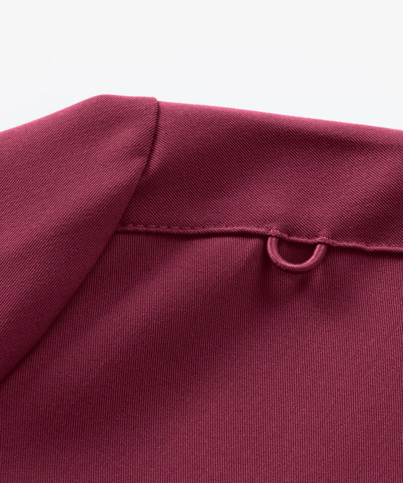 Lumi Womens Classic V-Neck Scrub Top in Burgundy - V-neck and shoulder tab detail