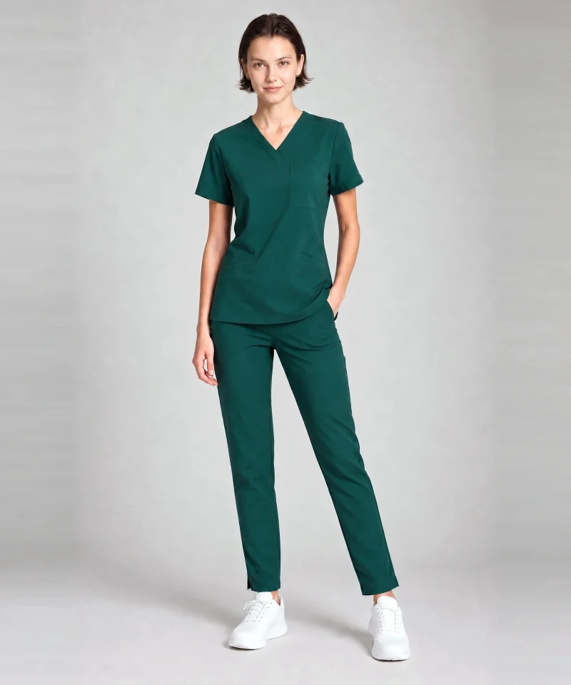 Classic V-Neck Top — Full outfit shown; pants sold separately.