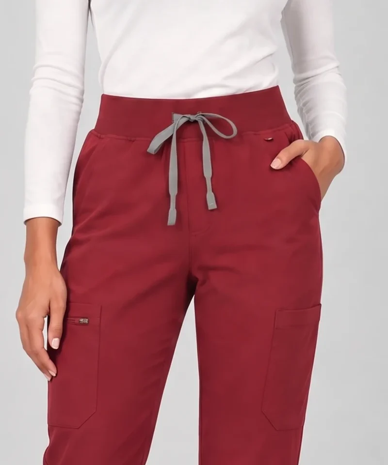 Womens Straight-Leg Pant in Burgundy - waistband