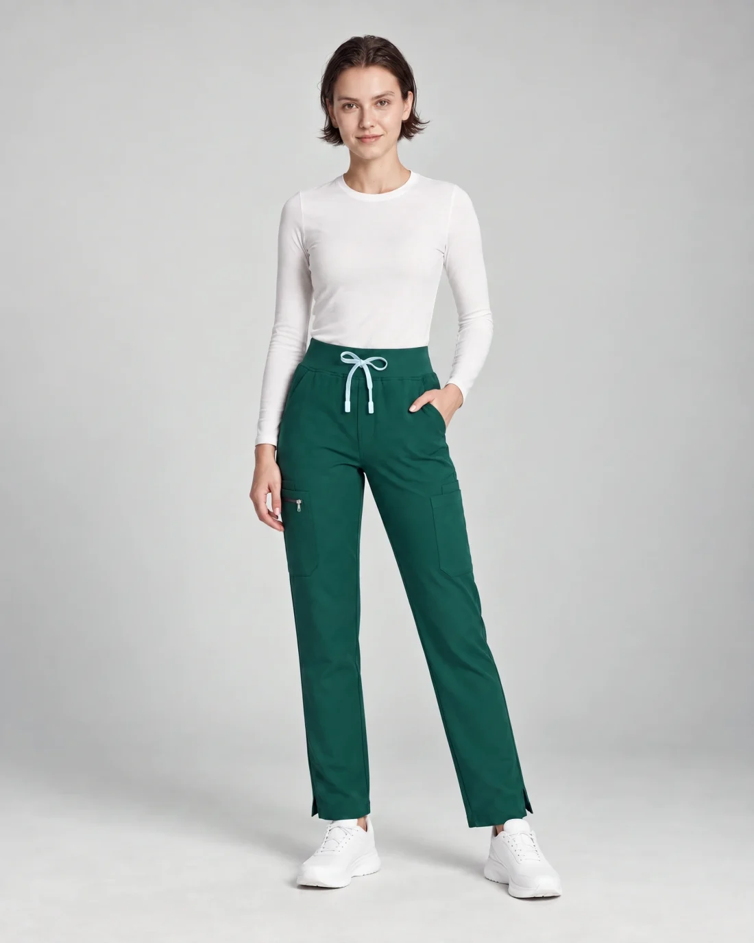 Womens Straight-Leg Pant in Hunter Green - front