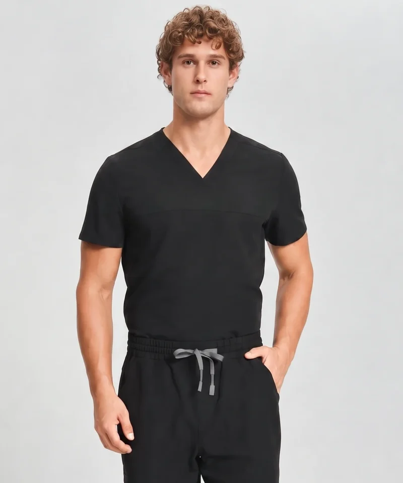 Slim V-Neck Top — Full outfit shown; pants sold separately.