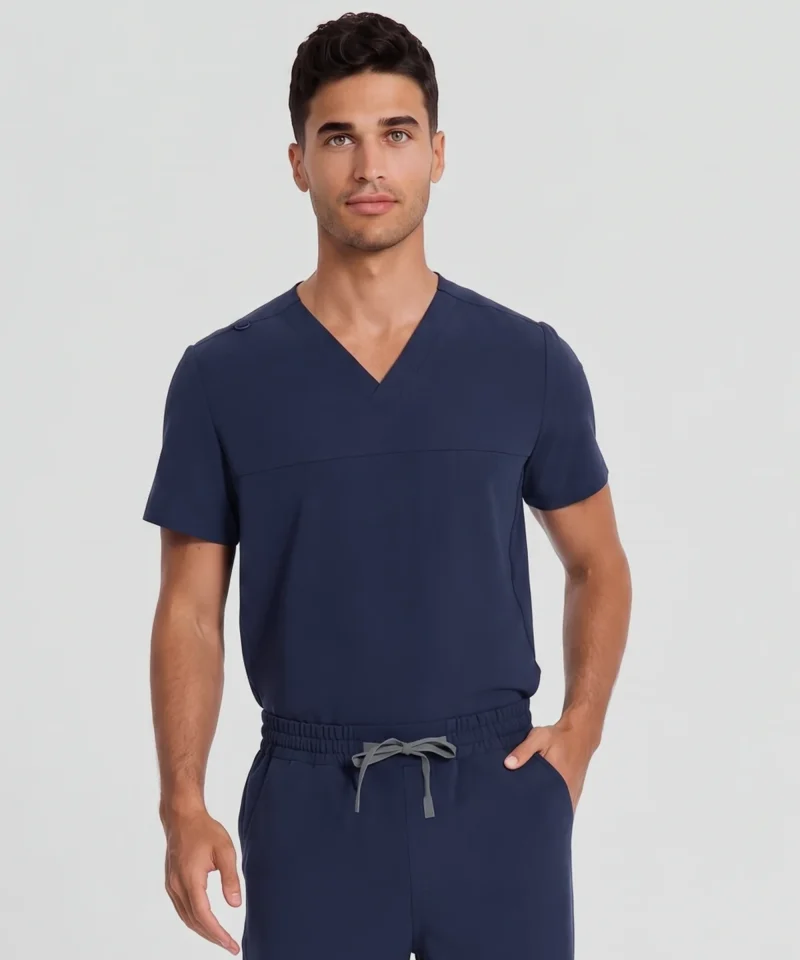 Slim V-Neck Top — Full outfit shown; pants sold separately.