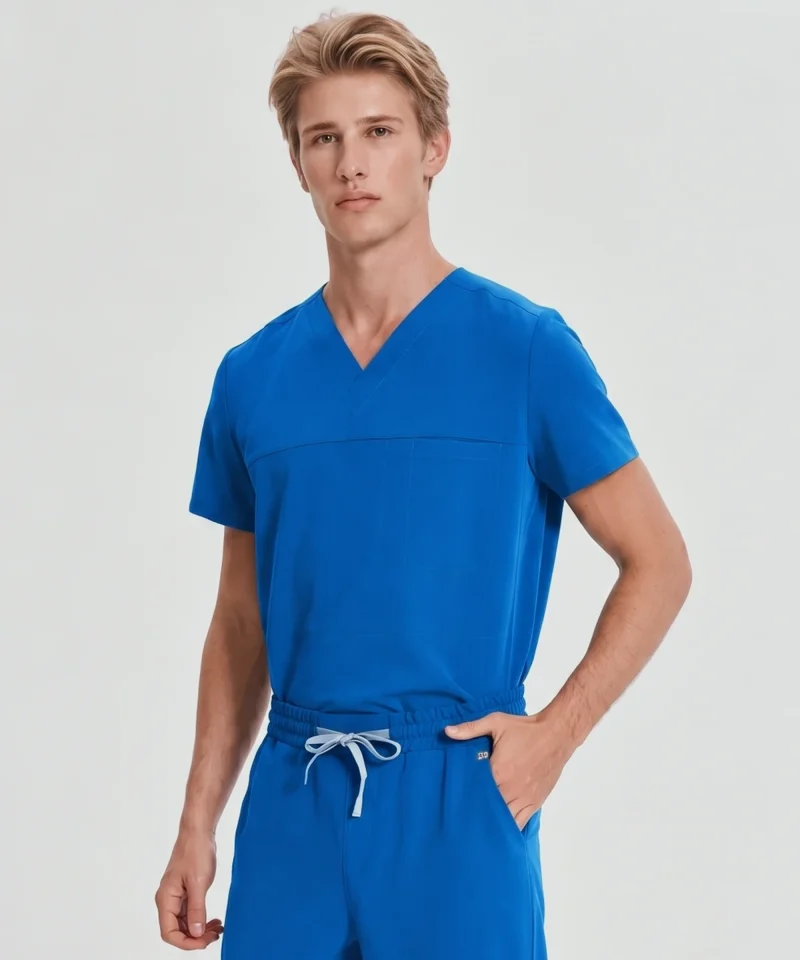 Slim V-Neck Top — Full outfit shown; pants sold separately.