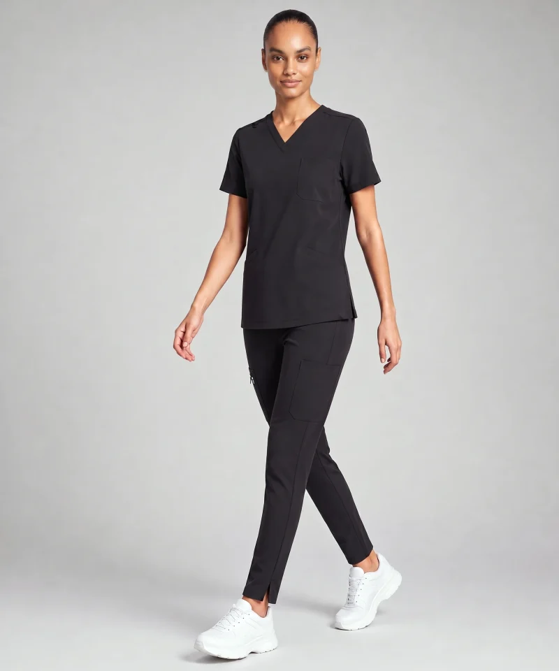 Lumi Core Scrub Set for Women in Black - walking