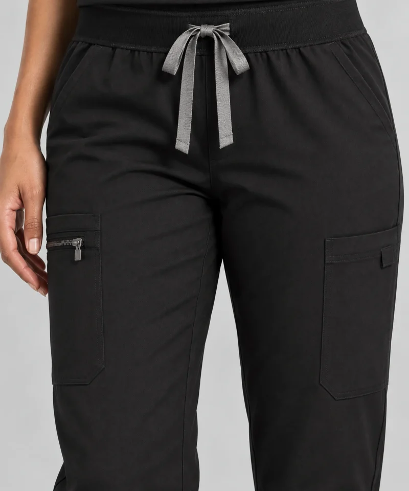 Lumi Core Scrub Set for Women in Black - pant detail