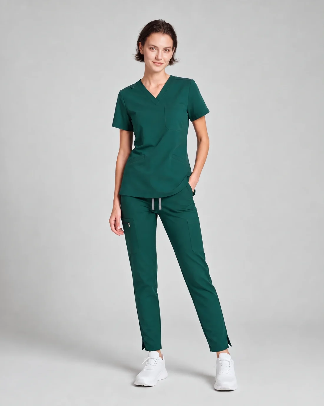 Lumi Core Scrub Set for Women in Hunter Green - front
