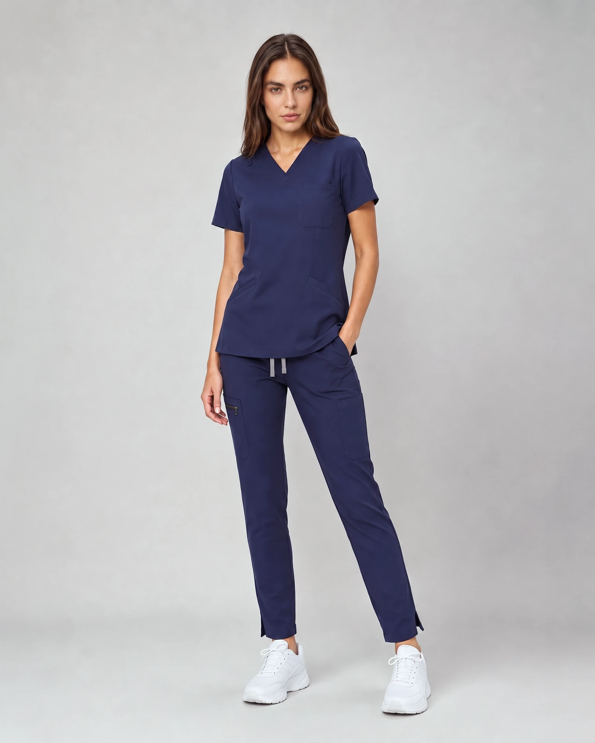 Lumi Core women’s scrub set in Navy, front view