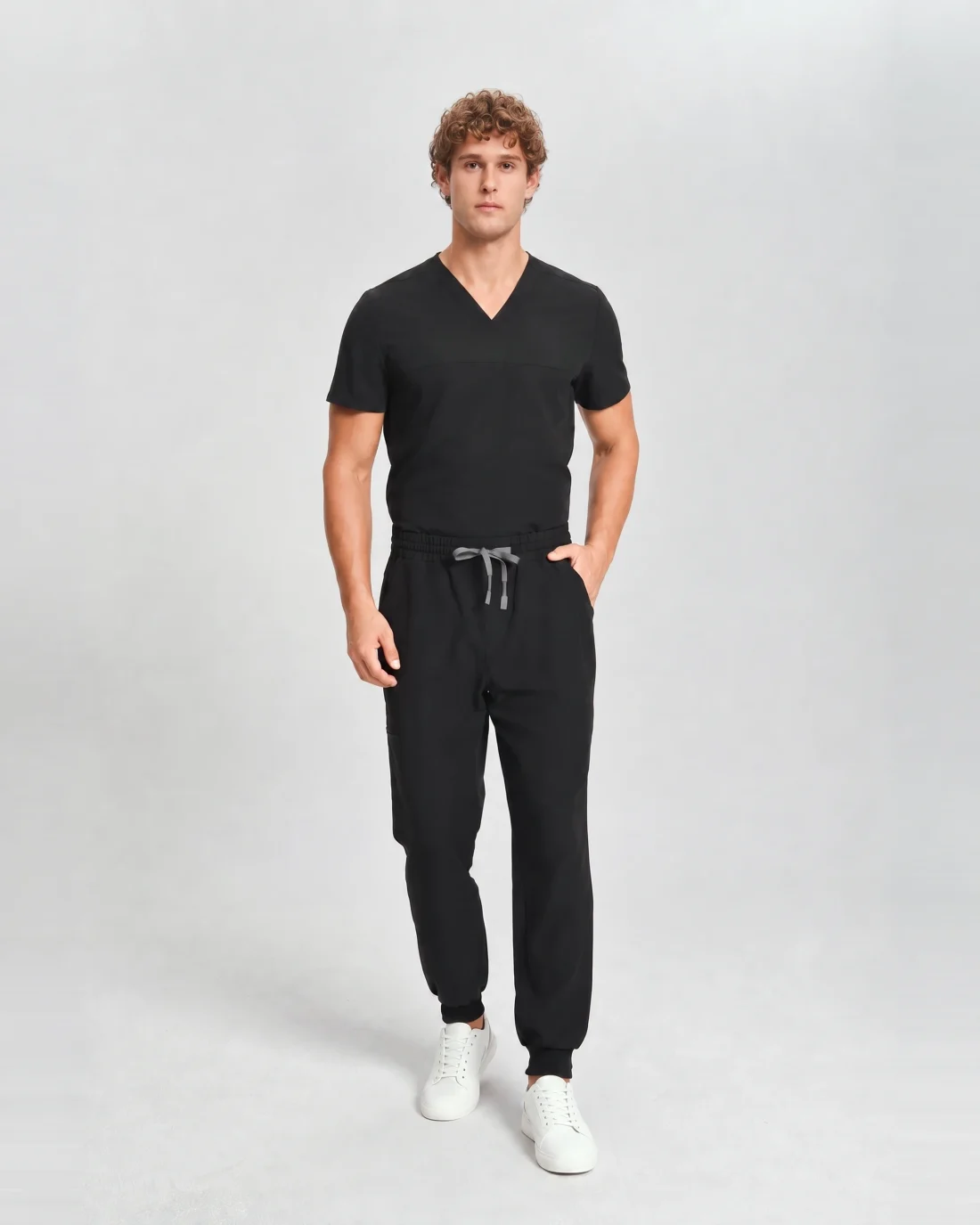 Mens Motion Scrub Set in Black - front