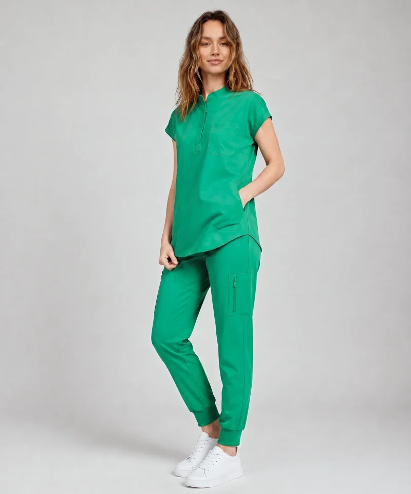Lumi Motion Scrub Set in Emerald Green - three-quarter view