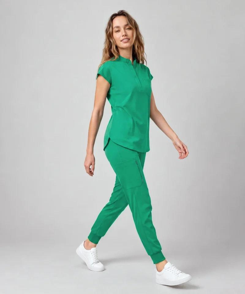 Lumi Motion Scrub Set in Emerald Green - walking