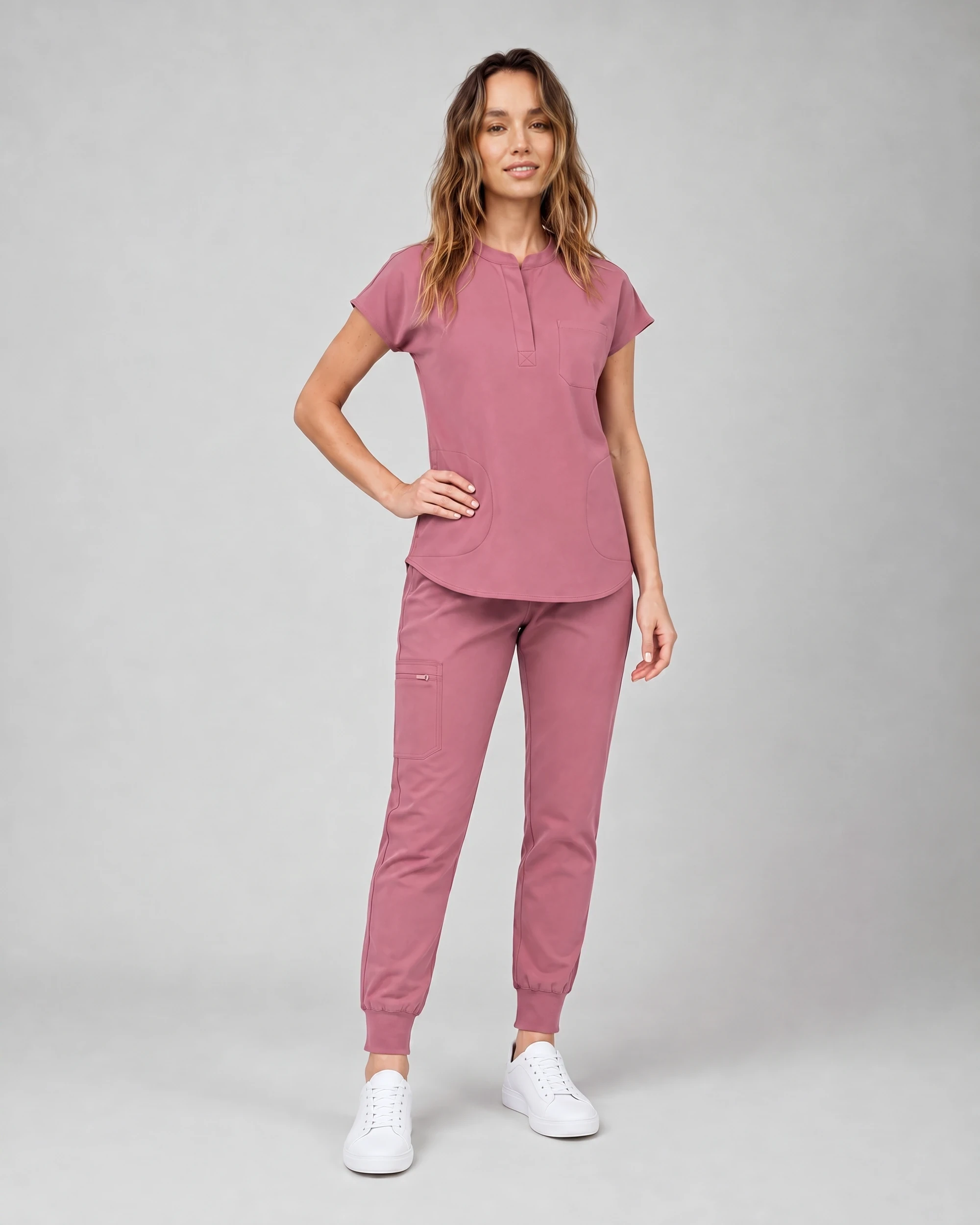 Lumi Motion scrub set — Mauve, front view